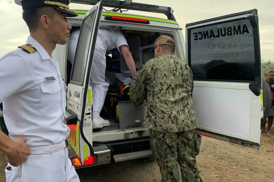 A local attacked and stabbed a Japanese military personnel during a Guadalcanal battle commemoration service on Monday.