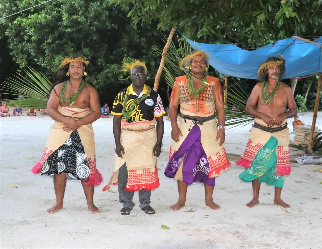 Prime Minister Sogavare and the three Chiefs (Nga-riki) of Tikopia.