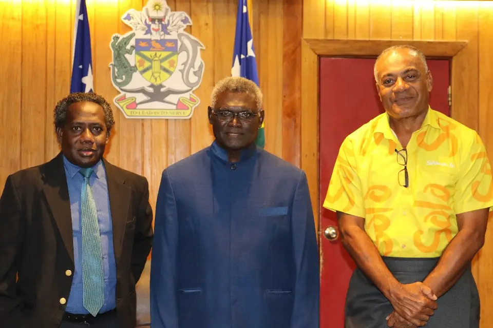 Chris Hapa Chairman Tourism Solomons, PM Sogavare and CEO Tourism Solomons Josefa Tuamoto.