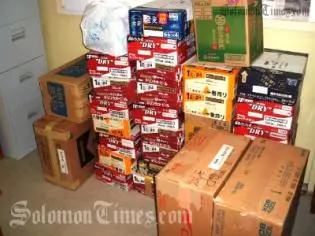 Goods confiscated from the Japanese fishing vessel by Police, Customs and Quarantine officers yesterday.
